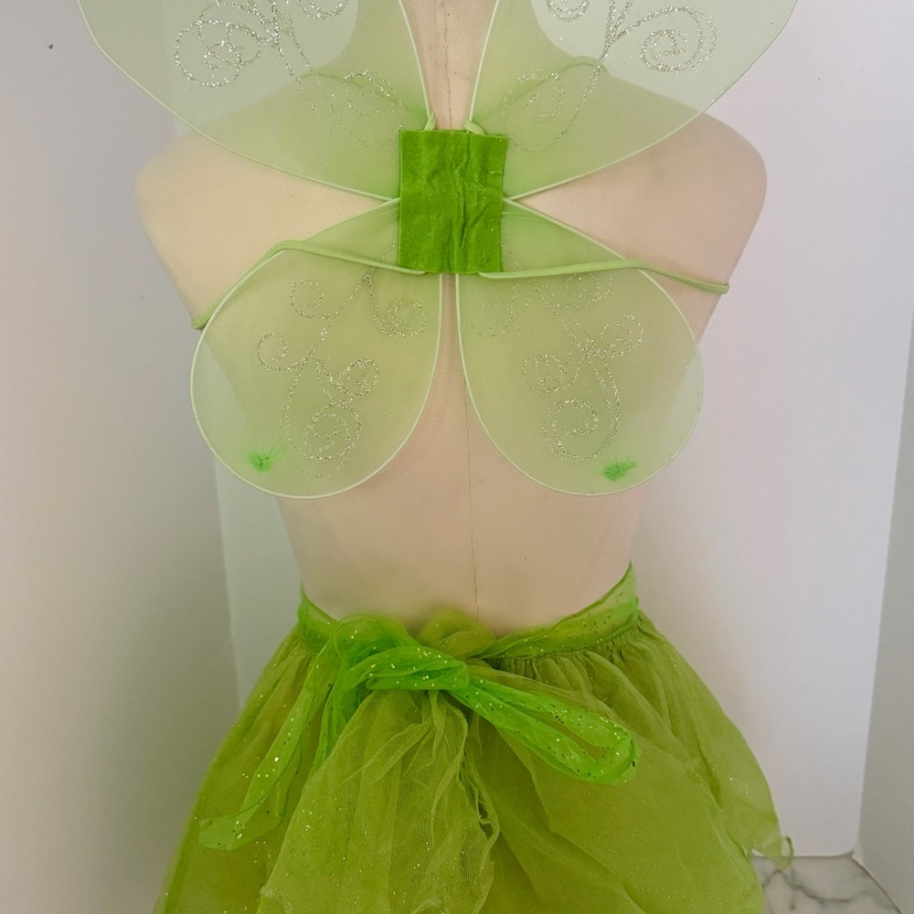 Tinker Bell/Green Fairy Halloween Costume Tie Back Tutu Skirt  & Wings/ONE SIZE